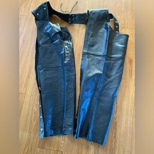 Leather Sheen Premium Genuine black Leather Chaps Riding Pants Women's Size XXL